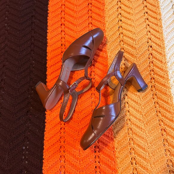 1970s Never worn Naturalizer Leather Brown T-bar Roman Mary Jane sandal heels - - Picture 12 of 15